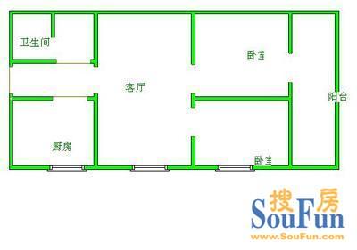 爱国路供电局宿舍爱国路供电局宿舍 2室 户型图 2室2厅1卫1厨 89.00㎡