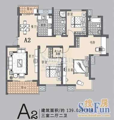 万枫家园户型图 4室2厅2卫1厨 180.00㎡