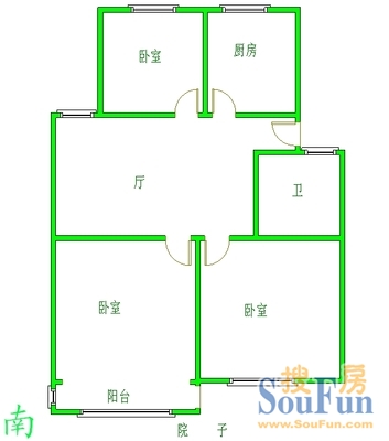 天华园户型图 3室 3室1厅1卫1厨 94.00㎡