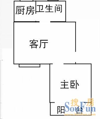 高东馨苑户型图 1室1厅1卫1厨 57.00㎡