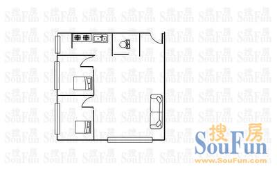 人和花园B区人和花园B区 2室 户型图 2室1厅1卫1厨 62.00㎡