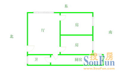 江南骏园江南骏园 2室 户型图 2室1厅1卫1厨 50.00㎡