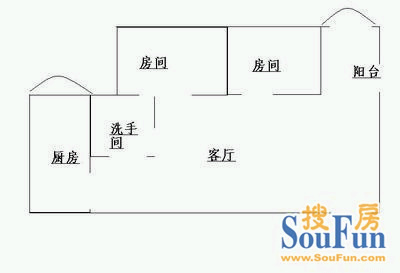 富强花园富强花园 2室 户型图 2室2厅1卫1厨 76.00㎡