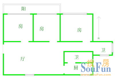 滨湖机械厂宿舍滨湖机械厂宿舍 2室 户型图 2室1厅1卫1厨 70.00㎡