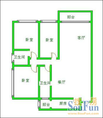 晶蓝半岛二期户型图 3室2厅2卫1厨 125.00㎡