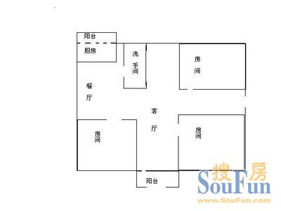 莲塘花园莲塘花园 3室 户型图 3室2厅2卫1厨 92.00㎡