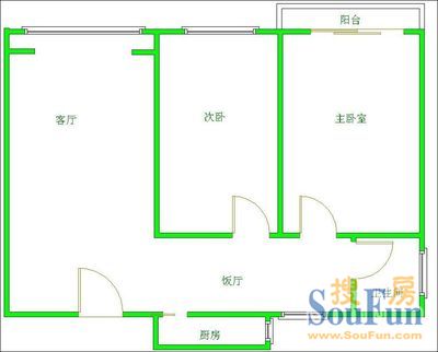 锦汇花园户型图 2室2厅1卫1厨 90.00㎡