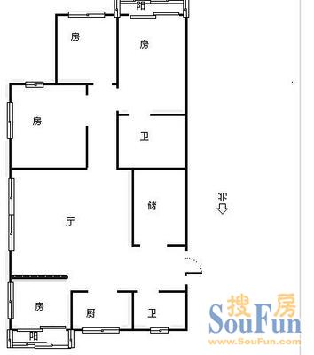 东河锦园4室 户型图 4室1厅2卫1厨 167.00㎡