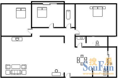 九里西苑A区九里西苑A区 3室 户型图 3室2厅2卫1厨 131.00㎡