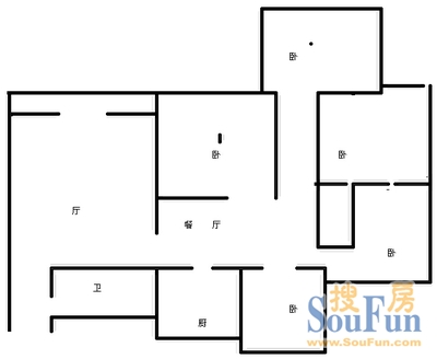 海丰楼海丰楼 5室 户型图 5室2厅3卫1厨 164.00㎡