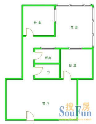 营通街99号2室 户型图&nbsp;2室2厅1卫1厨 52.00㎡