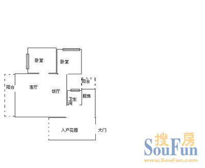 城南新居城南新居 2室 户型图 2室1厅1卫1厨 50.00㎡