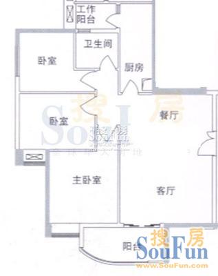 翠城花园三期3室2厅户型图 3室2厅1卫1厨 104.00㎡