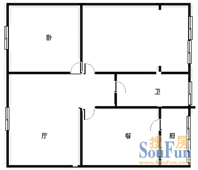 渝北四村渝北四村 2室 户型图 2室1厅1卫1厨 63.00㎡