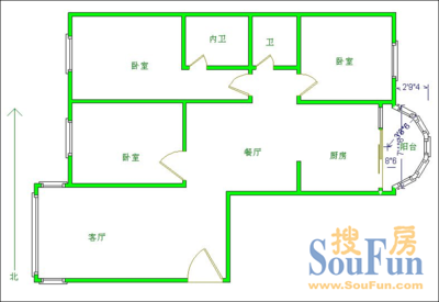 浣花庭园浣花庭园 3室 户型图&nbsp;3室2厅2卫1厨 145.00㎡