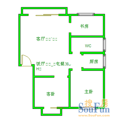 都市美丽风景都市美丽风景 2室 户型图 2室2厅1卫1厨 94.00㎡