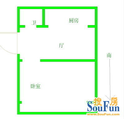 合作路义品里合作路义品里 1室 户型图 1室1厅1卫1厨 200.00㎡