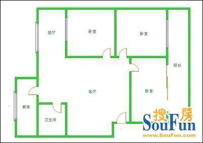 中道街99号院中道街99号院 3室 户型图&nbsp;3室2厅1卫1厨 130.00㎡
