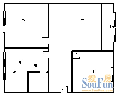 下石门332号院下石门332号院 2室 户型图 2室2厅1卫1厨 71.00㎡