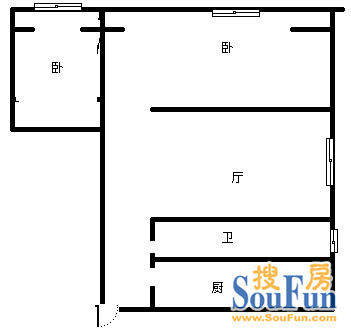 嘉陵桥东村嘉陵桥东村 2室 户型图 2室1厅1卫1厨 62.00㎡