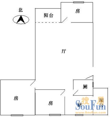 神山花园3室1厅户型图 3室1厅1卫1厨 96.00㎡