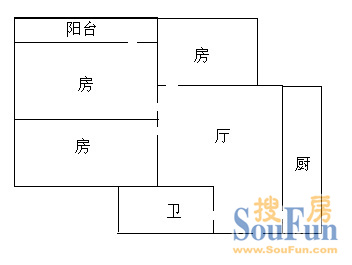 龙岗路小区3室1厅户型图 3室1厅1卫1厨 75.00㎡
