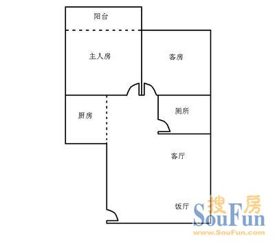 金侨楼2室2厅 户型图 2室2厅1卫1厨 73.00㎡