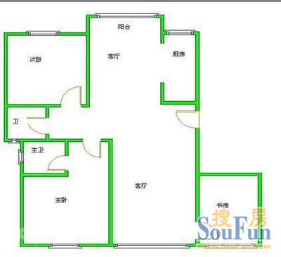 祥瑞新城祥瑞新城 2室 户型图 2室1厅1卫1厨 66.00㎡