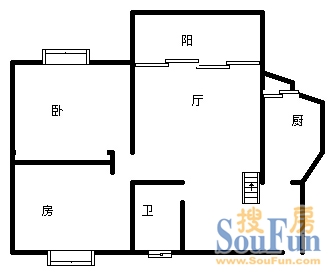 易博华源易博华源 2室 户型图 2室2厅1卫1厨 80.00㎡