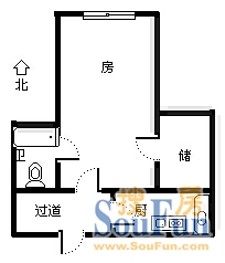 福州大楼福州大楼 1室 户型图 1室1厅1卫1厨 53.00㎡