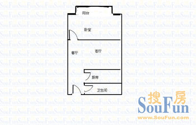 马王堆商贸城1室1厅1卫1厨  户型图 1室1厅1卫1厨 57.00㎡