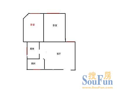 北碚人民路小区北碚人民路 2室 户型 2室1厅1卫1厨 72.00㎡