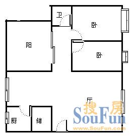 昌北交警宿舍昌北交警宿舍 2室 户型图 2室2厅2卫1厨 95.00㎡