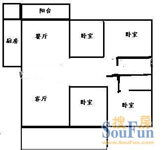 安乐新苑安乐新苑 3室 户型图 3室2厅1卫1厨 105.00㎡