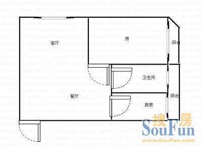 香江大厦香江大厦 1室 户型图 1室2厅1卫1厨 73.00㎡