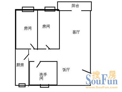 福苑花园福苑花园 2室 户型图 2室2厅1卫1厨 67.00㎡