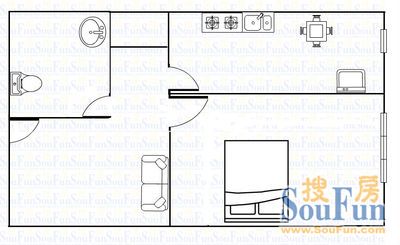 一城南溪**一城南溪** 1室 户型图 1室1厅1卫1厨 50.00㎡