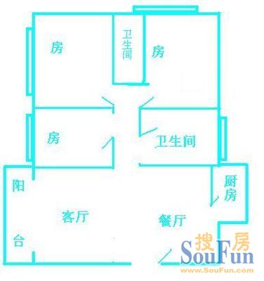 加拿大花园3室2厅户型图 3室2厅2卫0厨 86.00㎡