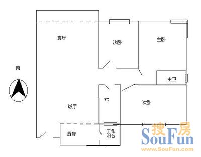 莲峰广场莲峰广场 3室 户型图 3室2厅2卫1厨 136.00㎡