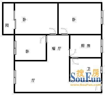 城南市场城南市场 3室 户型 3室2厅1卫1厨 120.00㎡