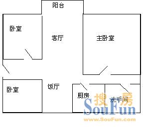 恒通花园住宅区恒通花园住宅区 2室 户型图 2室2厅1卫1厨 109.00㎡