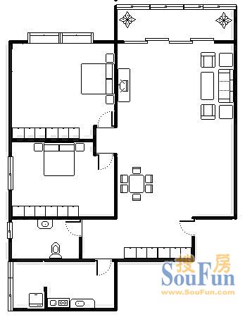 光明馨苑光明馨苑 2室 户型图 2室2厅1卫1厨 98.00㎡