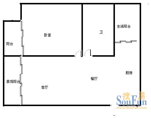 人和屋人和屋 1室 户型 1室1厅1卫1厨 50.00㎡
