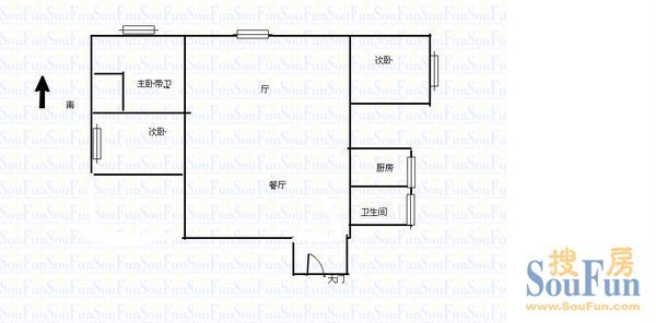远东公寓3室2厅1卫1厨 户型图&nbsp;3室2厅1卫1厨 131.00㎡