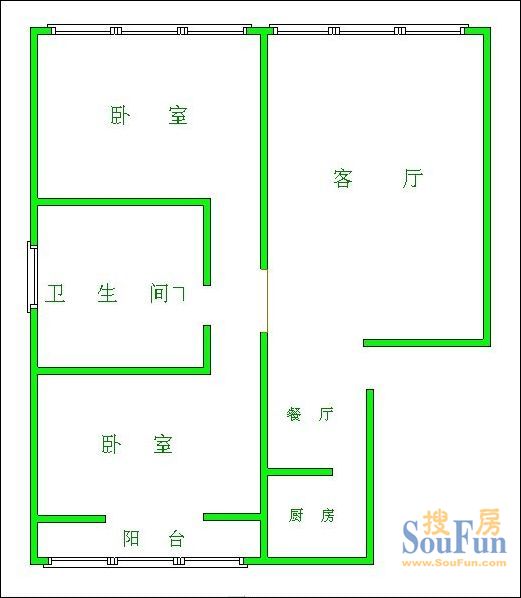 铁建园铁建园 2室 户型图 2室2厅1卫1厨 90.00㎡