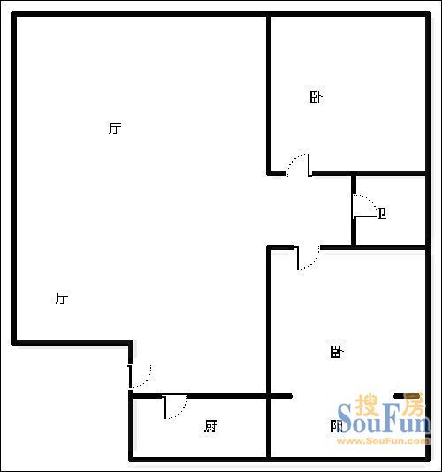 宏源新居宏源新居 2室 户型图&nbsp;2室2厅1卫1厨 85.00㎡