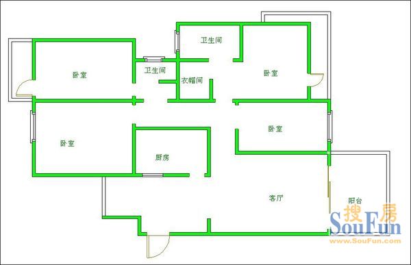 新界二期新界二期 3室 户型图 3室2厅2卫1厨 160.00㎡