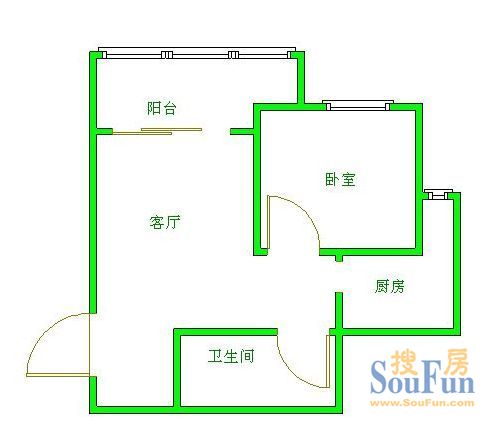 光华揽胜户型图 1室1厅1卫1厨 51.00㎡