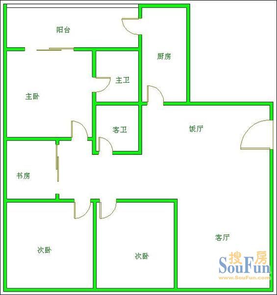 天府长城丽日清风户型图&nbsp;4室2厅2卫1厨 135.00㎡
