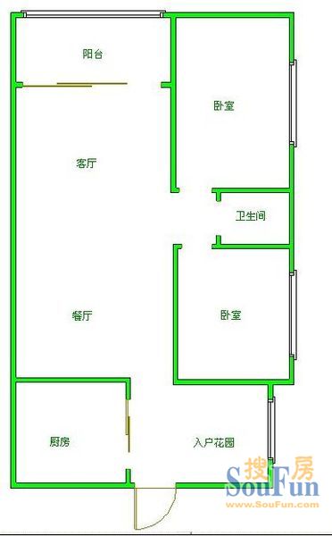 上行东方户型图 2室2厅1卫1厨 89.00㎡